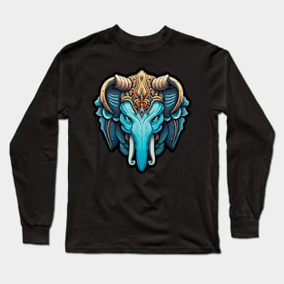 Traditional Japanese Oni Mask | Samurai Mask | Cyberpunk Mask | 0004 Long Sleeve T-Shirt